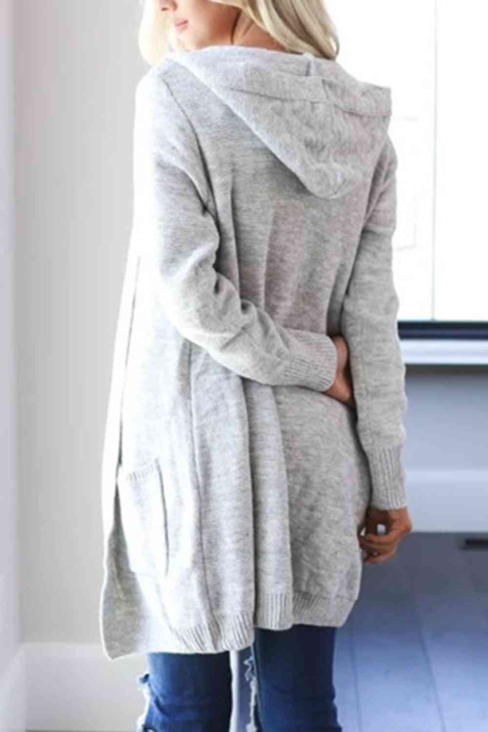 Heathered Open Front Cardigan with Pockets - Guy Christopher