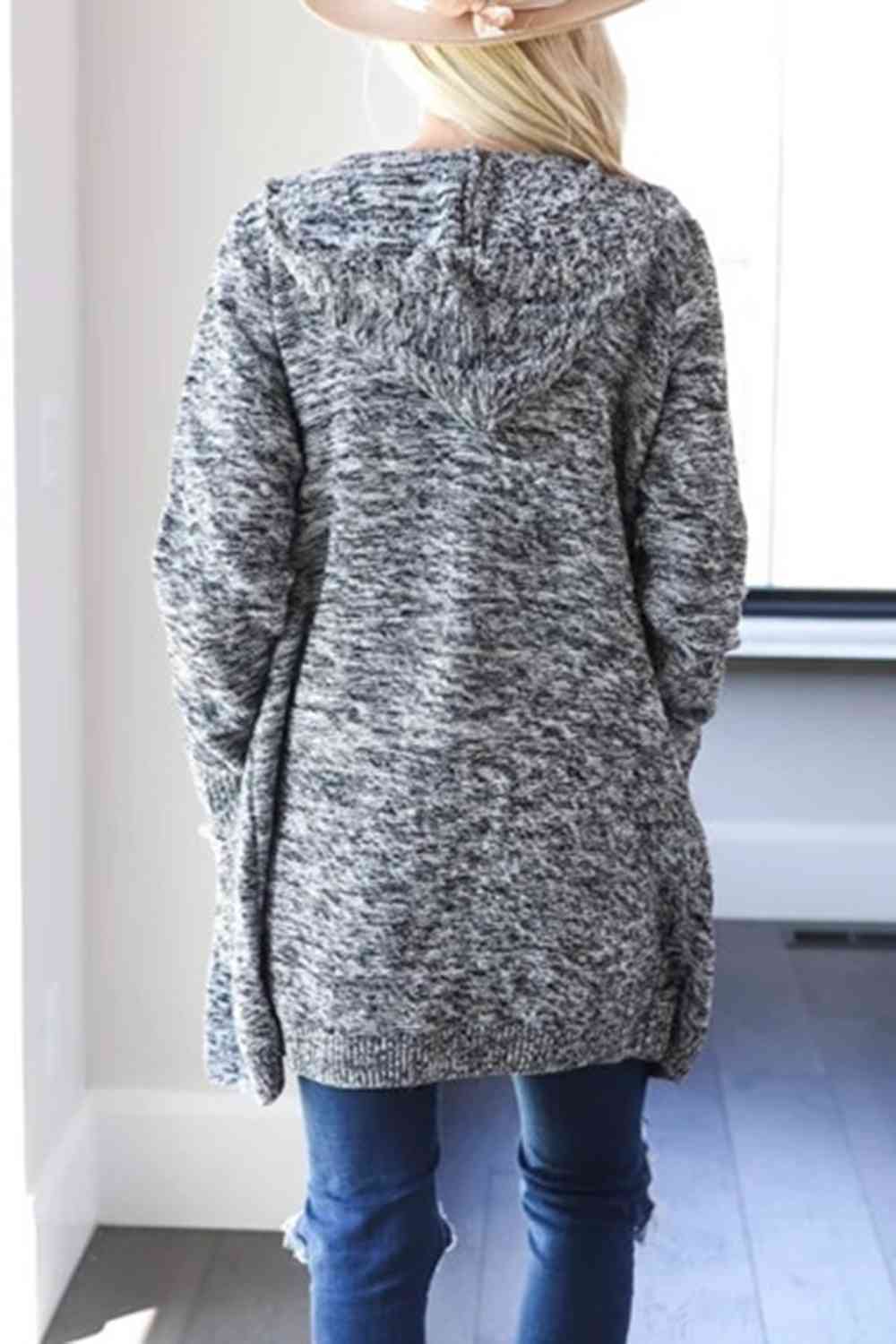 Heathered Open Front Cardigan with Pockets - Guy Christopher