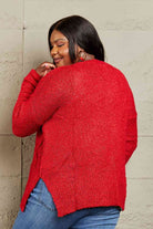 Heimish By The Fire Full Size Draped Detail Knit Sweater - Guy Christopher