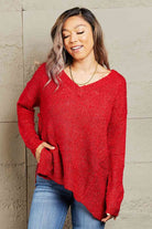 Heimish By The Fire Full Size Draped Detail Knit Sweater - Guy Christopher