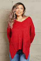 Heimish By The Fire Full Size Draped Detail Knit Sweater - Guy Christopher