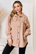 Heimish Cozy Girl Full Size Button Down Shacket - Guy Christopher