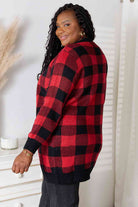 Heimish Full Size Plaid Open Front Cardigan with Pockets - Guy Christopher