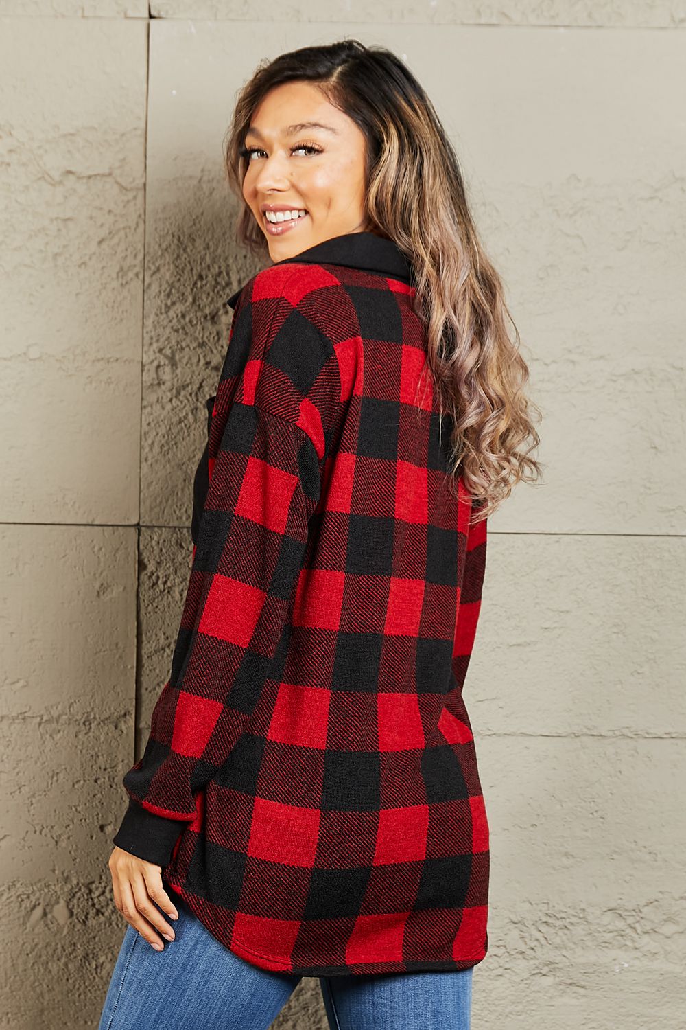 Heimish Make It Last Full Size Contrast Plaid Shacket - Guy Christopher