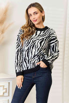 Heimsih Full Size Zebra Print Sweater - Guy Christopher