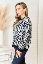 Heimsih Full Size Zebra Print Sweater - Guy Christopher