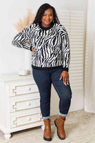 Heimsih Full Size Zebra Print Sweater - Guy Christopher