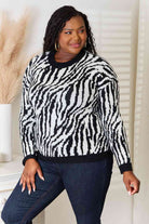 Heimsih Full Size Zebra Print Sweater - Guy Christopher