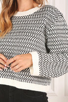 Herringbone pattern crew neck sweater - Guy Christopher