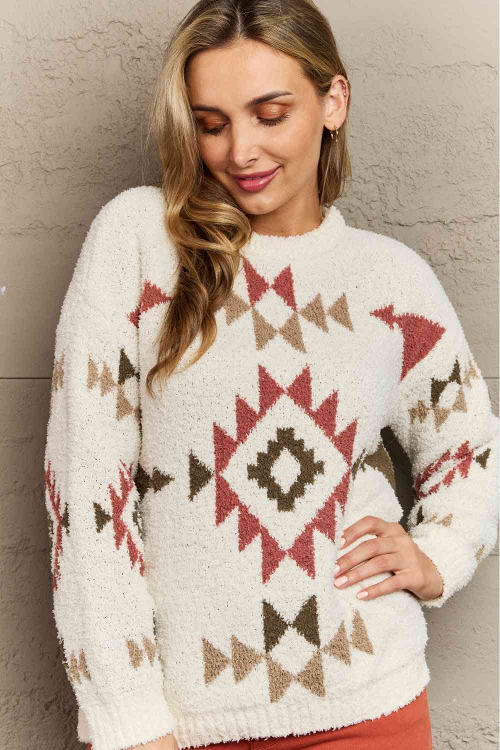 HEYSON Cozy Sunday Aztec Fuzzy Sweater - Guy Christopher