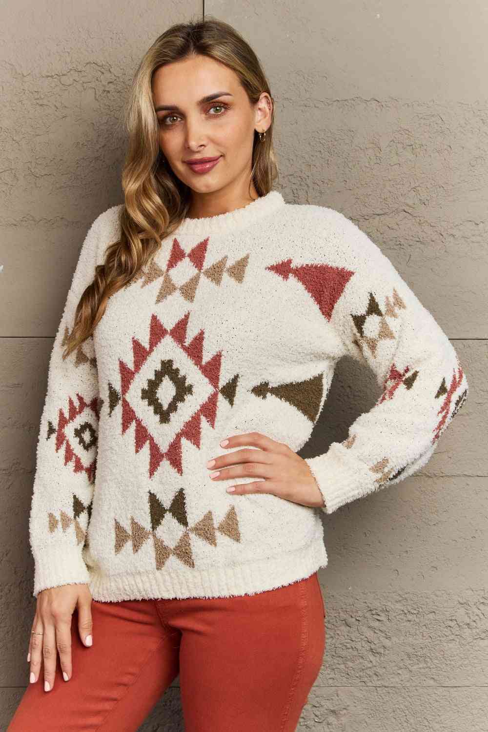 HEYSON Cozy Sunday Aztec Fuzzy Sweater - Guy Christopher