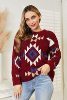 HEYSON Full Size Aztec Soft Fuzzy Sweater - Guy Christopher