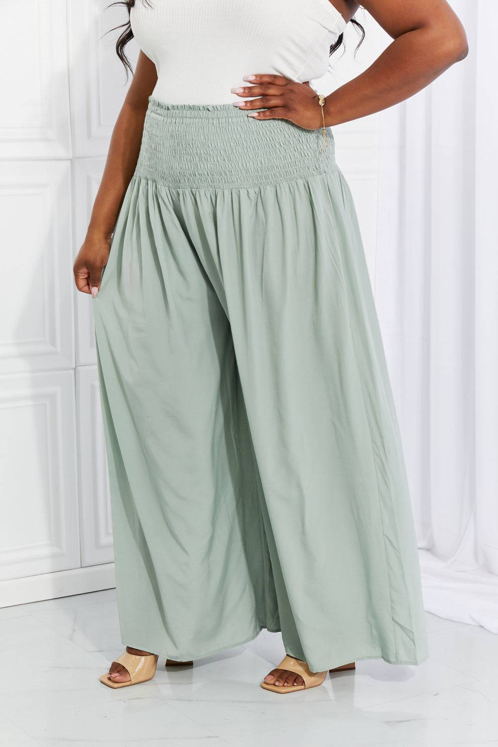 HEYSON Full Size Beautiful You Smocked Palazzo Pants - Guy Christopher