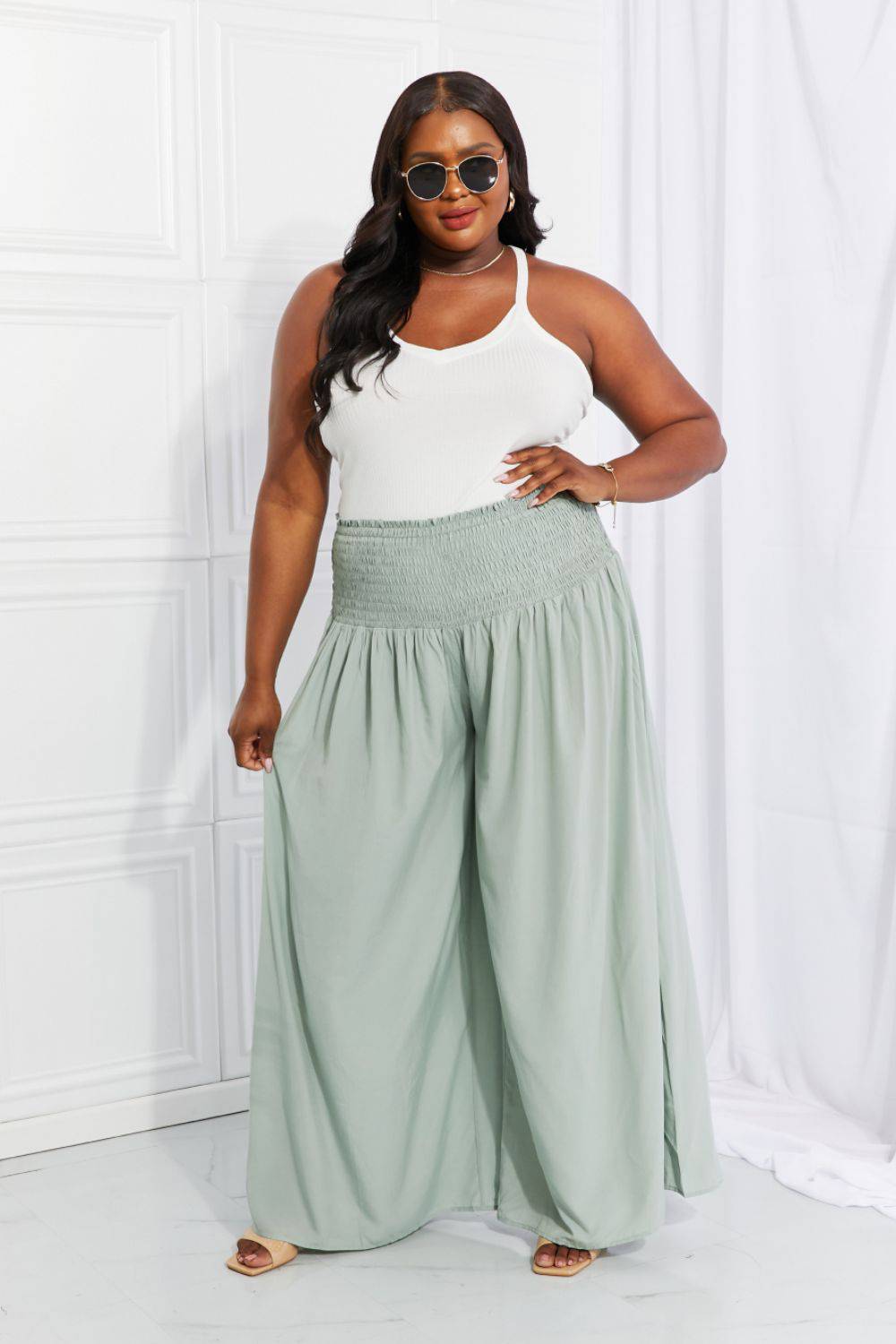 HEYSON Full Size Beautiful You Smocked Palazzo Pants - Guy Christopher