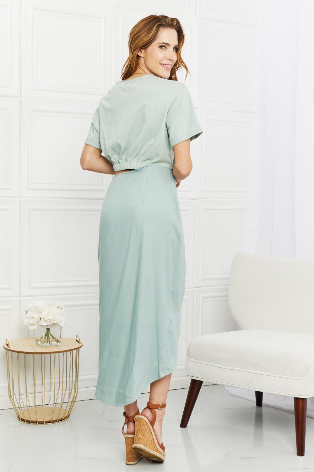 HEYSON Make It Work Cut-Out Midi Dress in Mint - Guy Christopher