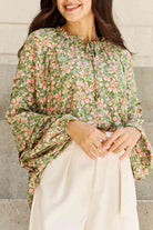 HEYSON She's Blossoming Full Size Balloon Sleeve Floral Blouse - Guy Christopher