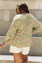 HEYSON She's Blossoming Full Size Balloon Sleeve Floral Blouse - Guy Christopher