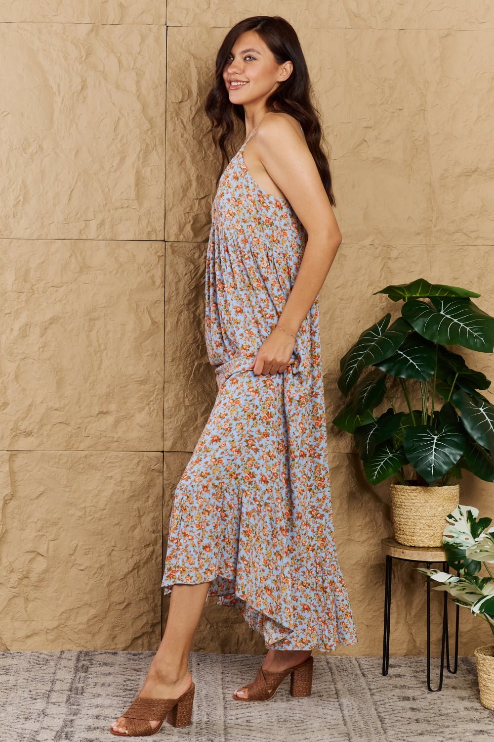 HEYSON Take Your Chances Full Size Floral Halter Neck Maxi Dress - Guy Christopher