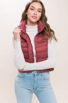 High Neck Zip Up Puffer Vest with Storage Pouch - Guy Christopher