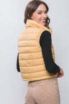 High Neck Zip Up Puffer Vest with Storage Pouch - Guy Christopher