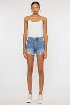 High Rise DENIM SHORTS JEANS- KC9145M-OP - Guy Christopher