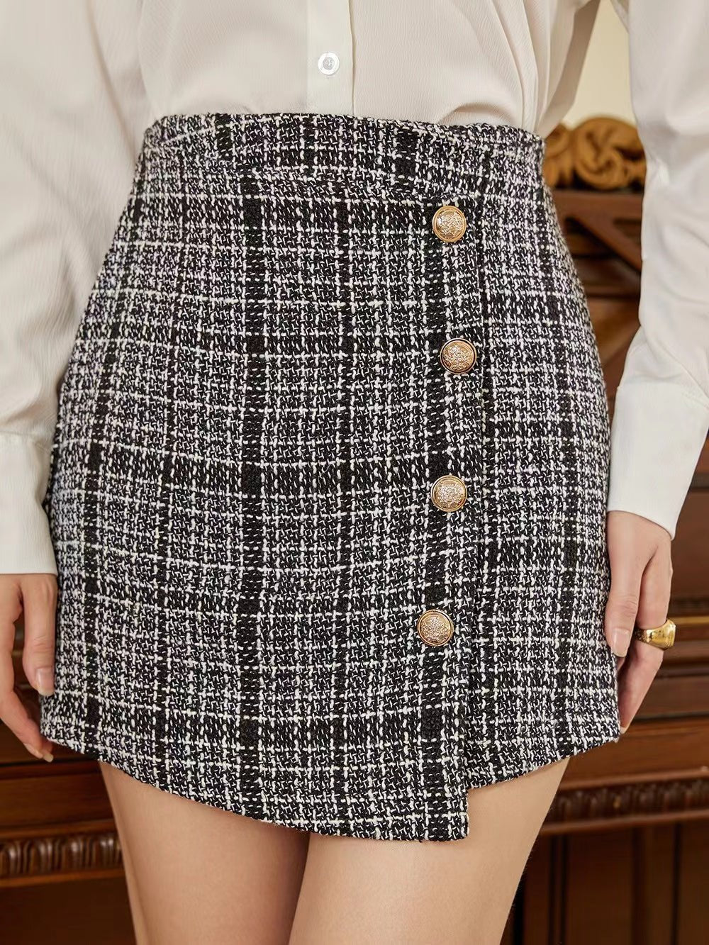 High Waist Buttoned Mini Skirt - Guy Christopher