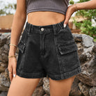 High-Waist Denim Shorts with Pockets - Guy Christopher