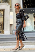 High Waist Fringe Hem Skirt - Guy Christopher