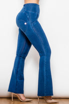 High Waist Zip Detail Flare Long Jeans - Guy Christopher