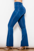 High Waist Zip Detail Flare Long Jeans - Guy Christopher