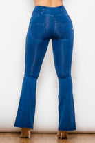 High Waist Zip Detail Flare Long Jeans - Guy Christopher