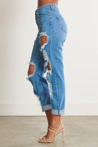 HIGH WAISTED DISTRESSED BOYFRIEND JEAN - Guy Christopher