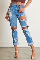 HIGH WAISTED DISTRESSED BOYFRIEND JEAN - Guy Christopher