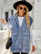 Hooded Sleeveless Denim Top with Pockets - Guy Christopher