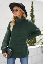 Horizontal Ribbing Turtleneck Sweater - Guy Christopher