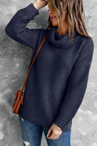 Horizontal Ribbing Turtleneck Sweater - Guy Christopher