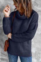 Horizontal Ribbing Turtleneck Sweater - Guy Christopher