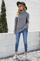 Horizontal Ribbing Turtleneck Sweater - Guy Christopher