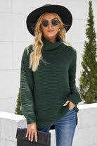 Horizontal Ribbing Turtleneck Sweater - Guy Christopher