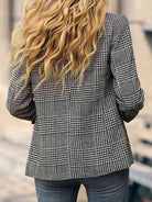 Houndstooth Buttoned Long Sleeve Blazer - Guy Christopher