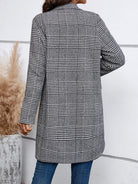 Houndstooth Laper Collar Buttoned Coat - Guy Christopher