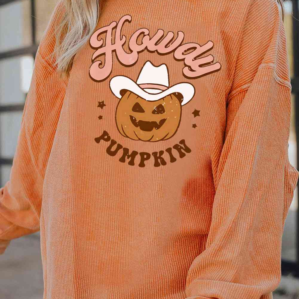 HOWDY Pumpkin Graphic Ribbed Sweatshirt - Guy Christopher