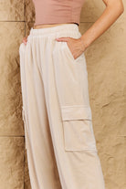 HYFVE Chic For Days High Waist Drawstring Cargo Pants in Ivory - Guy Christopher