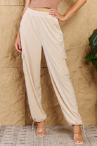 HYFVE Chic For Days High Waist Drawstring Cargo Pants in Ivory - Guy Christopher