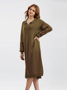 Johnny Collar Long Sleeve Slit Sweater Dress - Guy Christopher