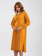 Johnny Collar Long Sleeve Slit Sweater Dress - Guy Christopher