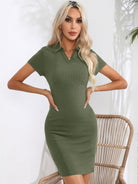 Johnny Collar Short Sleeve Bodycon Dress - Guy Christopher