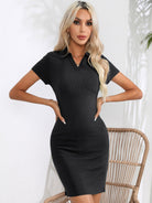 Johnny Collar Short Sleeve Bodycon Dress - Guy Christopher