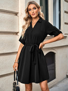 Johnny Collar Tie Belt Dress - Guy Christopher