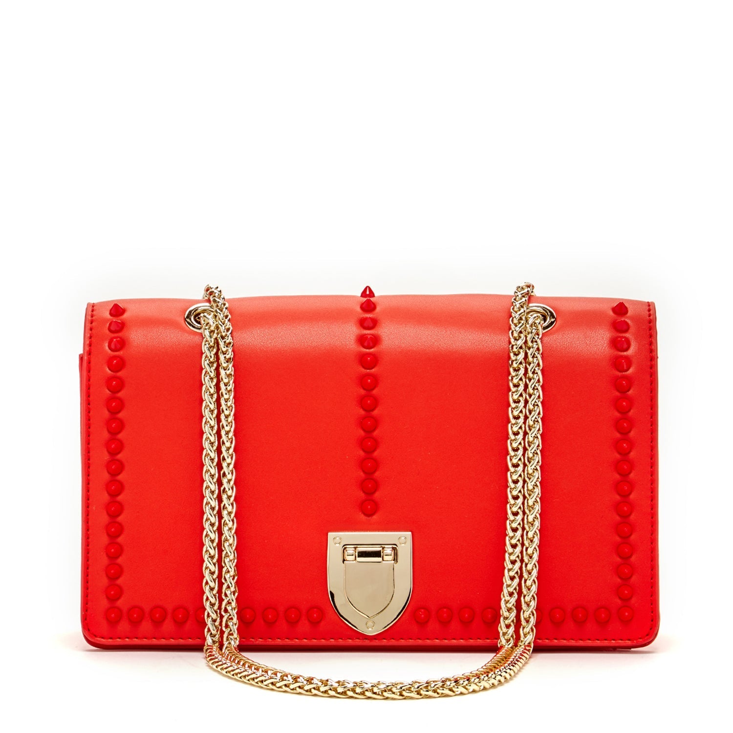 Josie Red Leather Purse with Chain - Guy Christopher